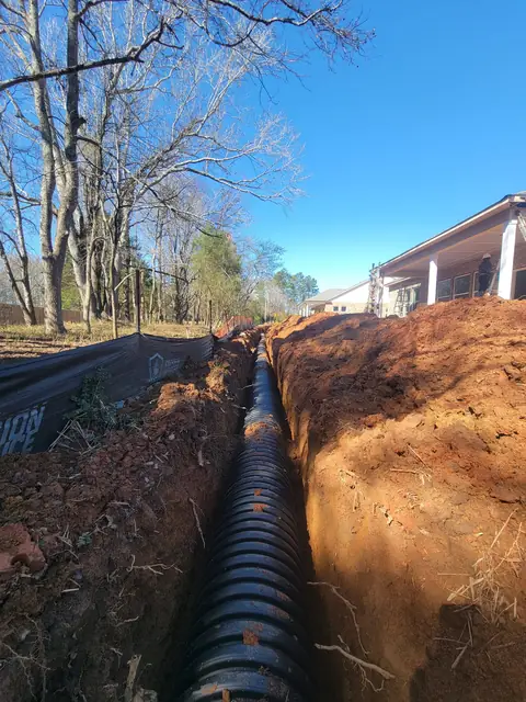 Irrigation line trench prepared in Charlotte NC